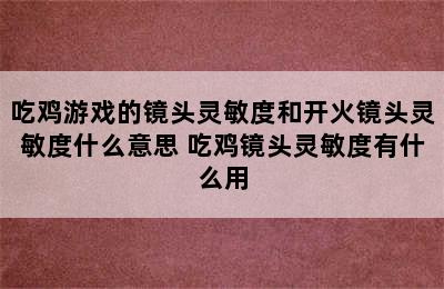 吃鸡游戏的镜头灵敏度和开火镜头灵敏度什么意思 吃鸡镜头灵敏度有什么用